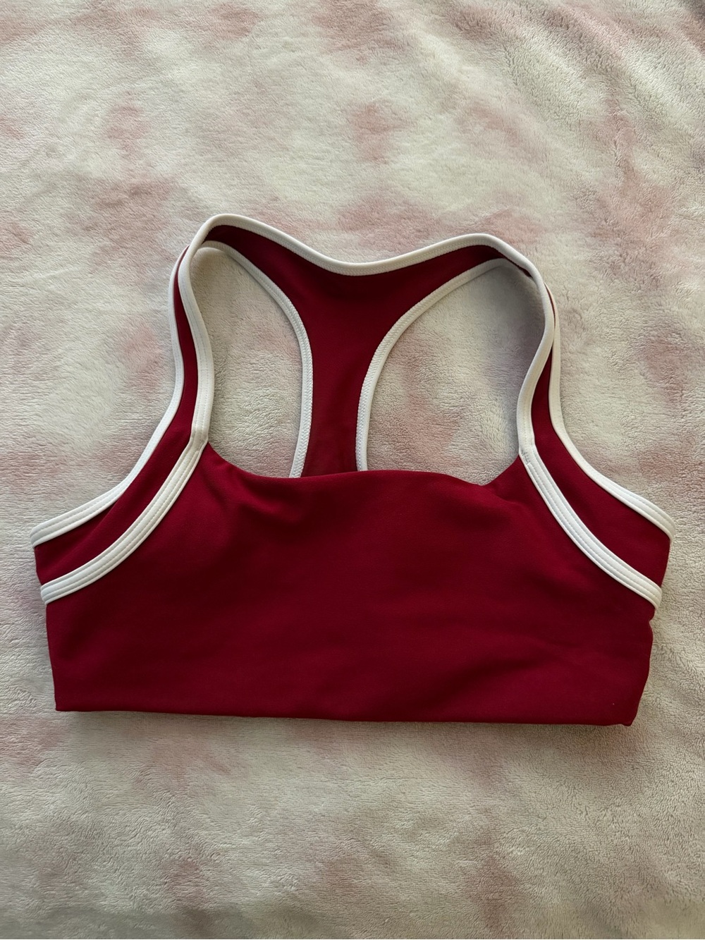 Abercrombie & Fitch Burgundy Racerback Sports Bra with White Trim